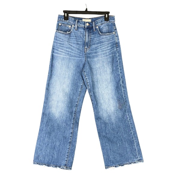 Madewell Denim - Madewell Slim Wide Leg Crop Jeans Size 29 Raw Hem Modern Denim French Clean Girl